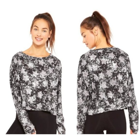 Foil Star-Print Cropped Pullover Sweater - Picture 2 of 11